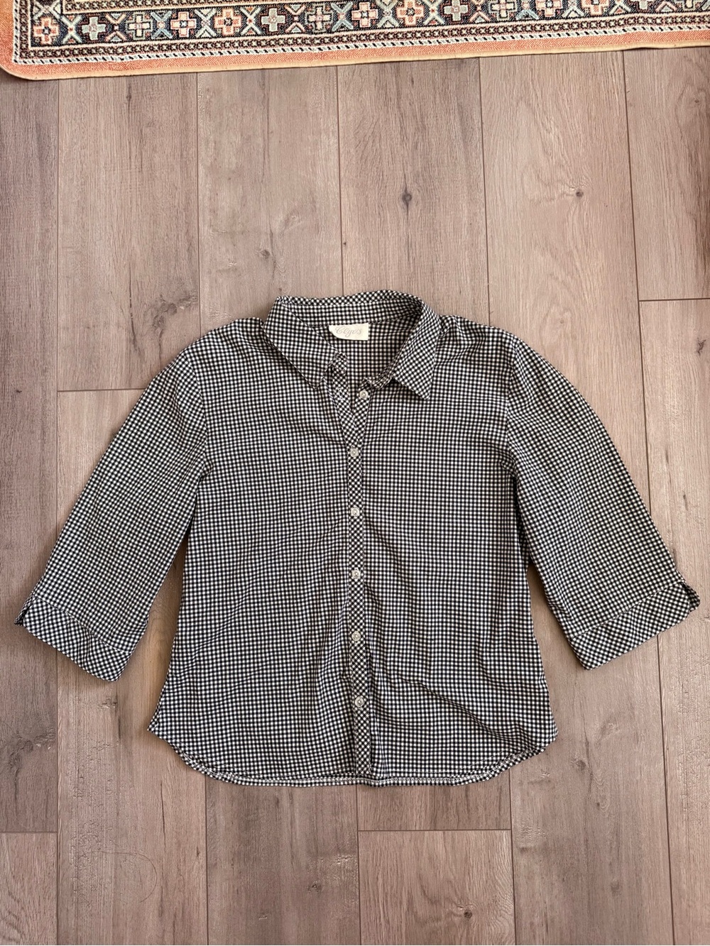 Vintage Nautical/Cottage Core Blue & White Cotton Gingham Button-Up Shirt